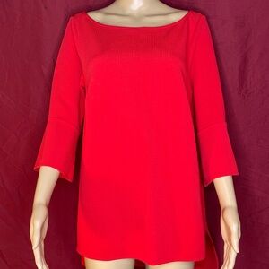 Eloquii Red Boat Neck ¾ Bell Sleeve Blouse Size 16
